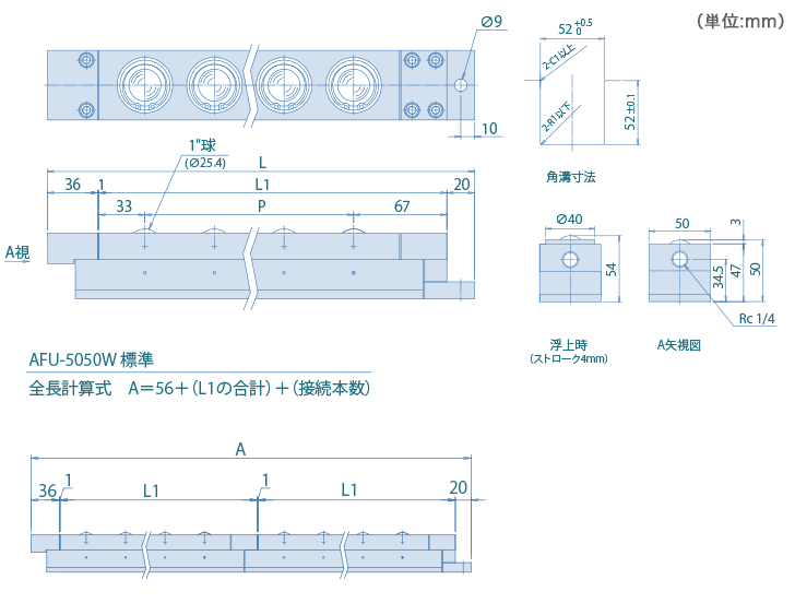 AFU-5050W-series 標(biāo)準(zhǔn)品 寸法